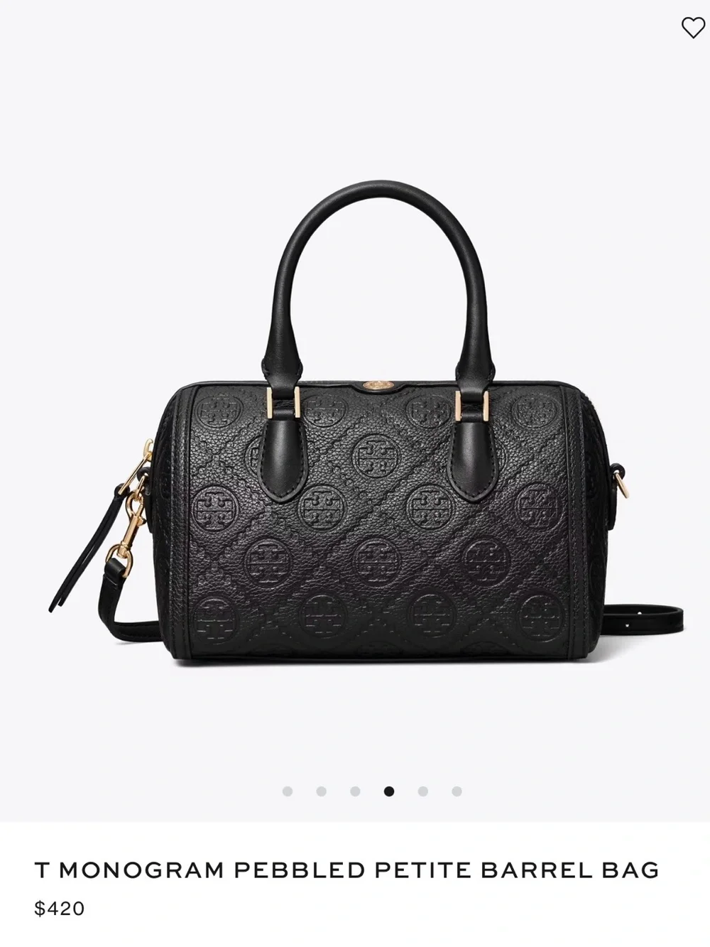 Tory Burch T Monogram Pebbled Petite Barrel Bag - Black